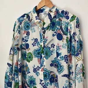 INC International Concepts Floral Print Button Blouse XXL